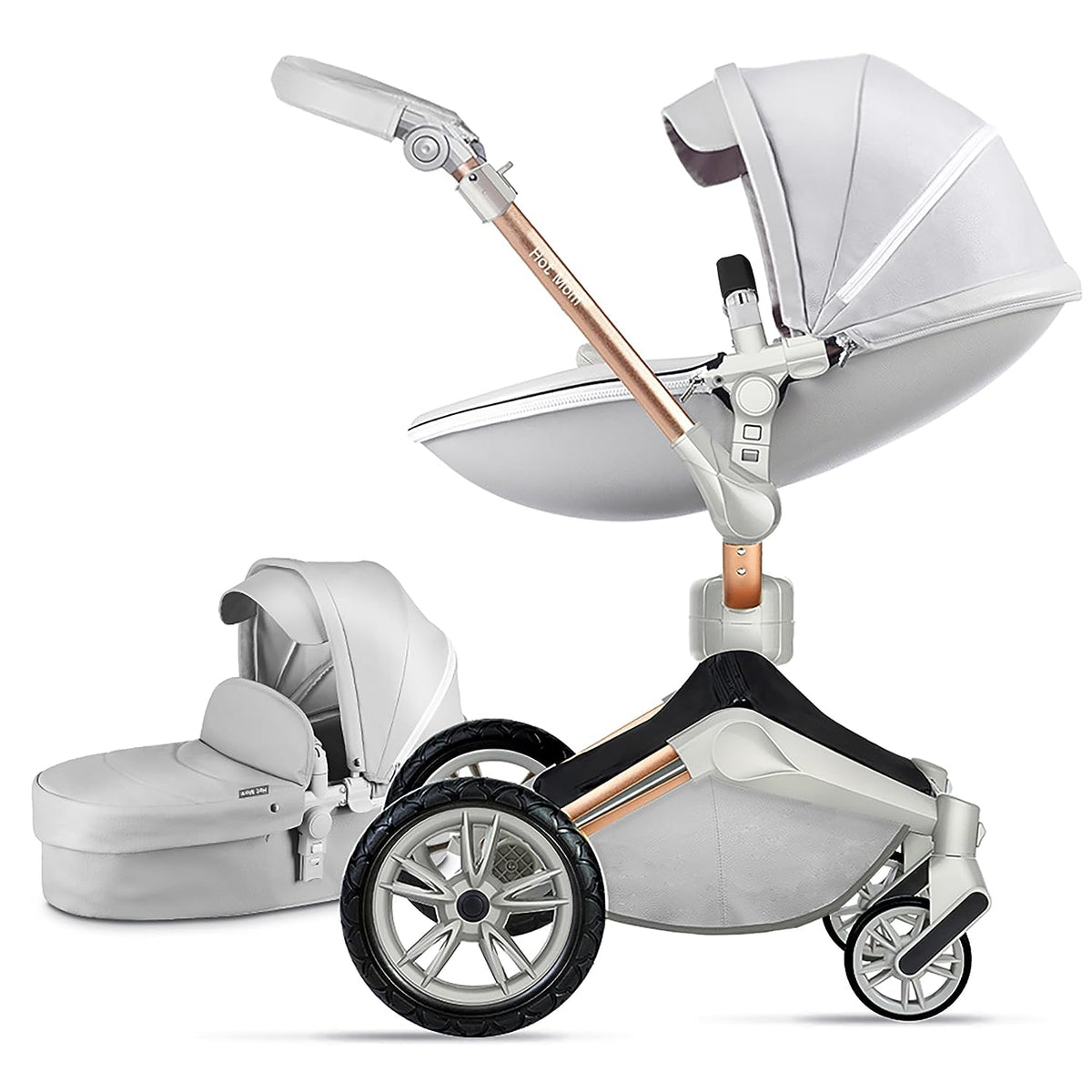 hot mom stroller bassinet Baby Stroller: Height-Adjustable Seat and Reclining Baby Carriage with