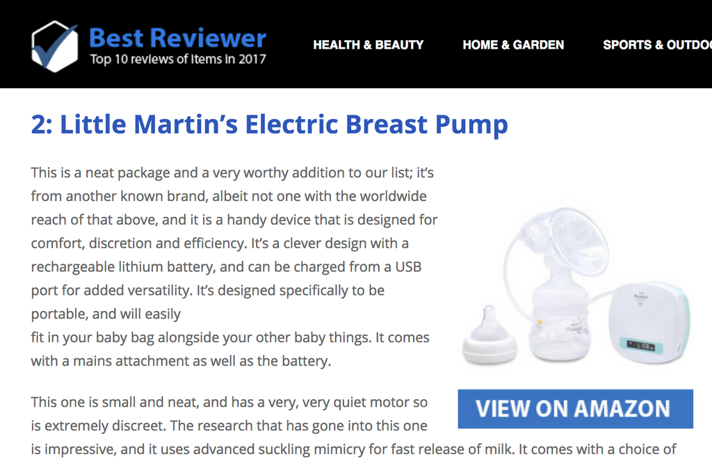 Best Reviewer: Little Martin Ranked No.2 in Top 10 Best Electric Breast Pumps 2017