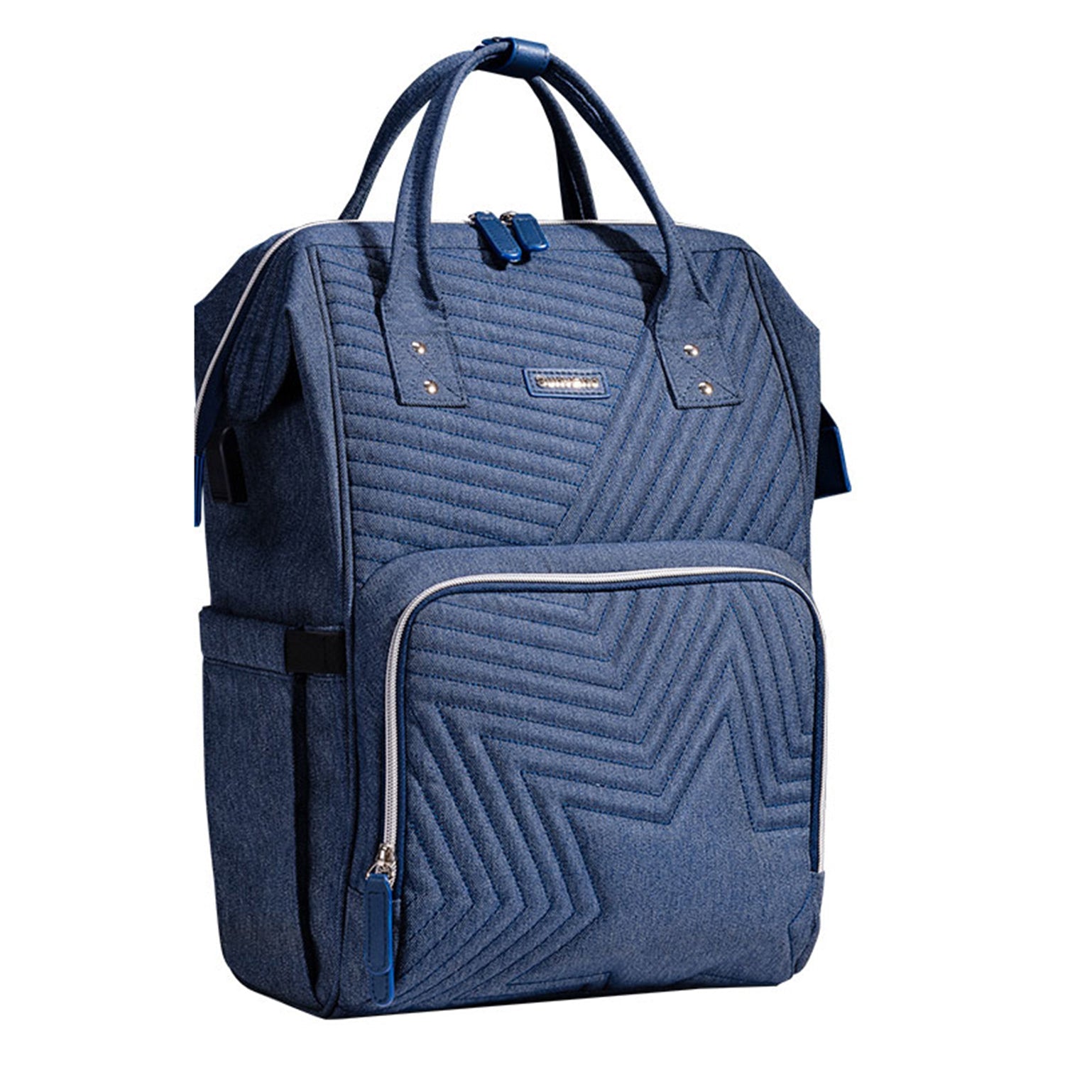city quilted faux leather diaper backpack Quilted Diaper Bag Backpack Navy