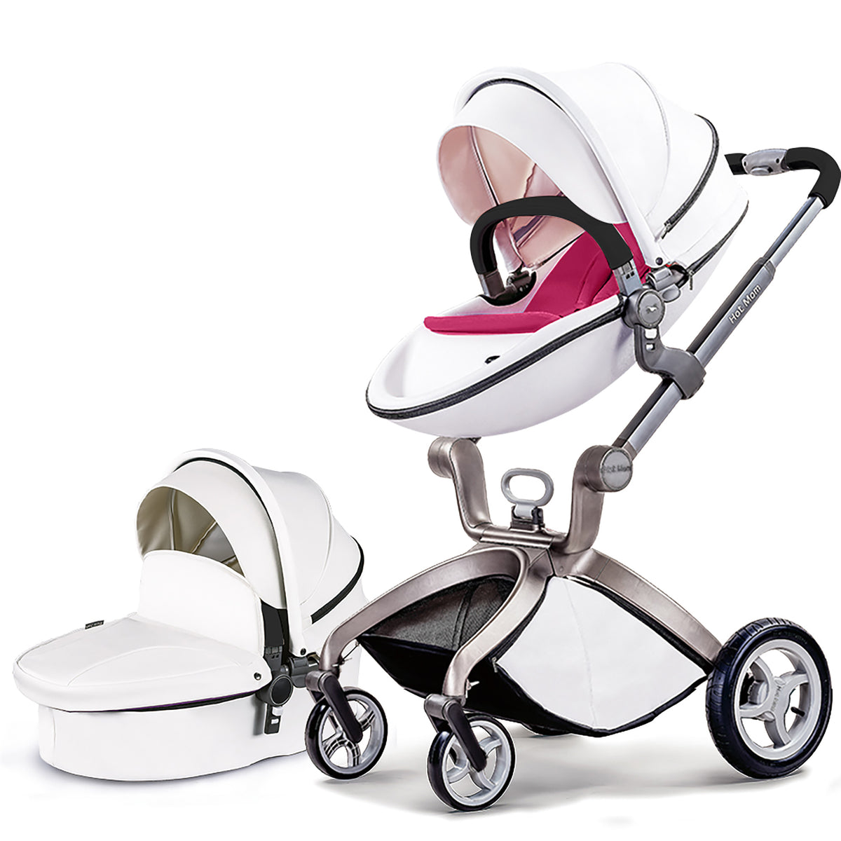 Baby Stroller: Height-Adjustable Seat and Reclining Baby Carriage with ...