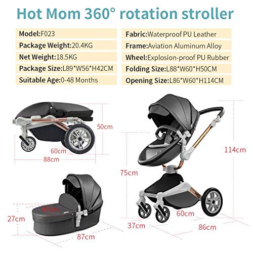 how to fold hot mom stroller Baby Stroller: Height-Adjustable Seat and Reclining Baby Carriage with Four-Wheel Shock Absorption, Bidirectional, Elevated View, Stylish Stroller