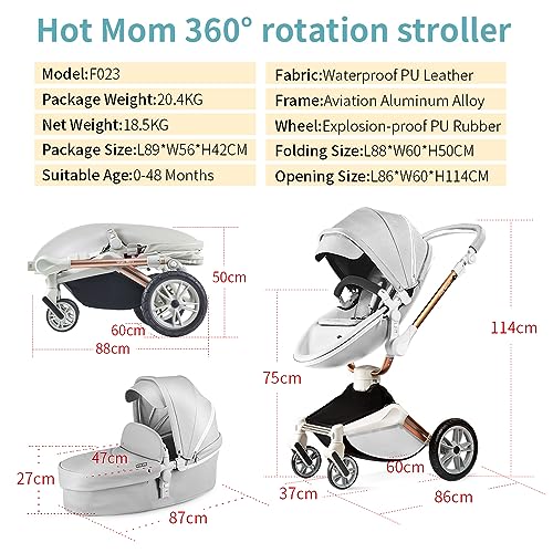 hot mom stroller compatible car seats Baby Stroller: Height-Adjustable Seat and Reclining Baby Carriage with – Little Martin's Drawer