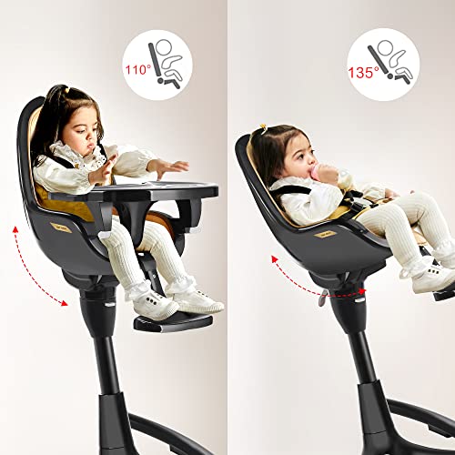 Modern High Chair: Adjustable Recline, 360° Rotation for Enhanced