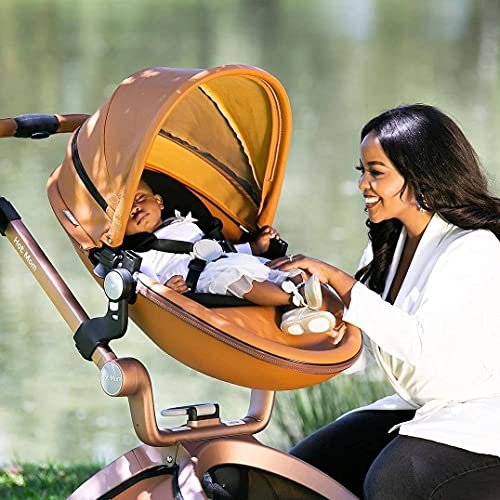 hot mom stroller maxi cosi Baby Stroller: Height-Adjustable Seat and Reclining Baby Carriage with Four-Wheel Shock Absorption, Bidirectional, Elevated View, Stylish Stroller