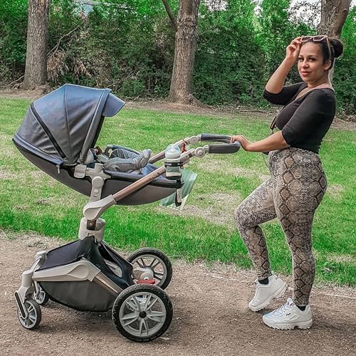 how to fold hot mom stroller Baby Stroller: Height-Adjustable Seat and Reclining Baby Carriage with Four-Wheel Shock Absorption, Bidirectional, Elevated View, Stylish Stroller