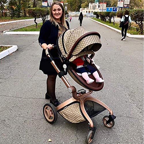 hot mom stroller bassinet Baby Stroller: Height-Adjustable Seat and Reclining Baby Carriage with – Little Martin's Drawer