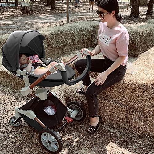Baby Stroller: Height-Adjustable Seat and Reclining Baby Carriage
