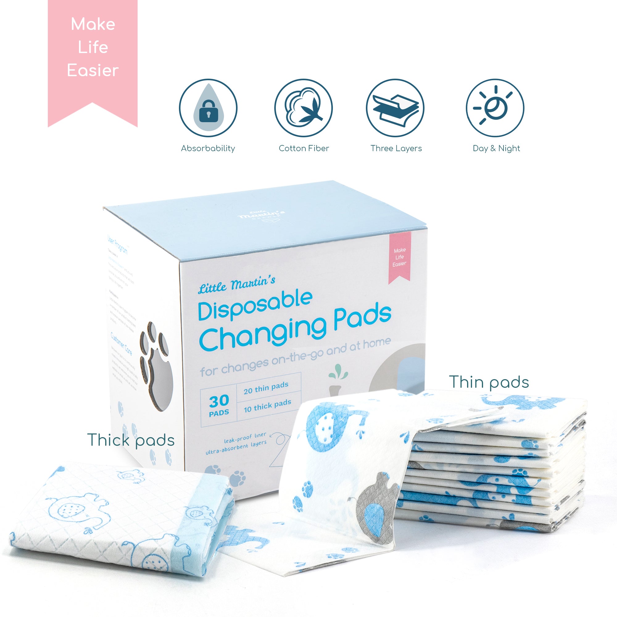 Little Martin's Disposable Changing Pads - 30 Counts